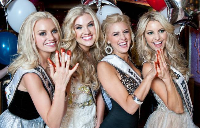 The 2012 Miss USA Pageant contestants and 2011 Miss USA Alyssa Campanella at Buca di Beppo on Wednesday, May 23, 2012.